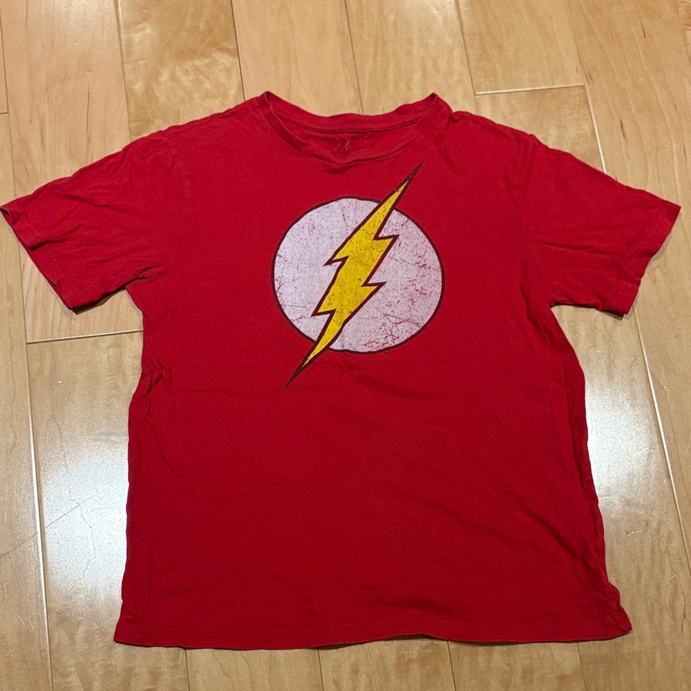 🔥4for$20🔥 Red Kids’s Flash Lightning Bolt Short Sleeve T-Shirt - size XL (14/16)